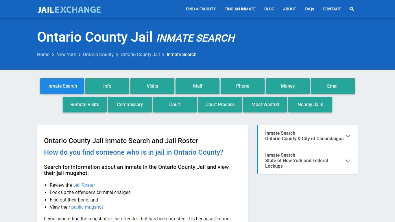 Inmate Search: Roster & Mugshots - Ontario County Jail, NY