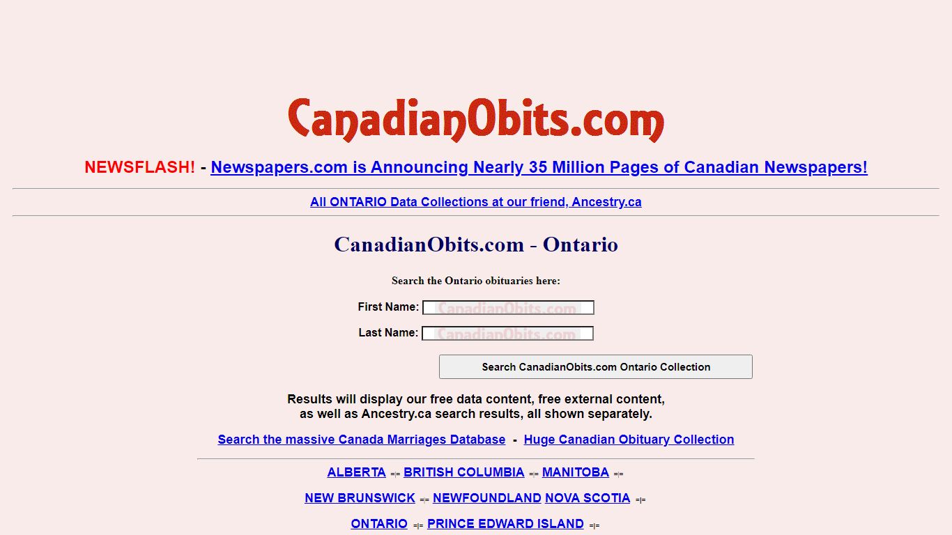 CanadianObits.com - Ontario Obituary Collection